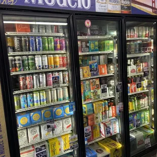 a refrigerated refrigerator in a grocery store
