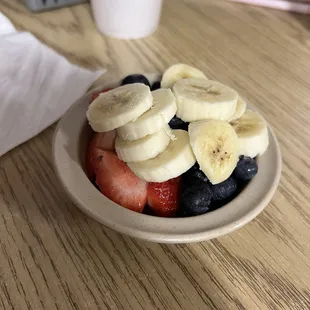 Side of Fruit. Fresh strawberries, blueberries &amp; bananas!! Yum!
