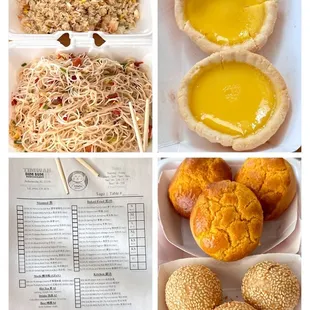 So good (･‿･) that we came back 3 days later. Shrimp Fried Rice, Pulled Pork Rice Noodles, Pineapple buns, Sesame Balls and Egg tarts.