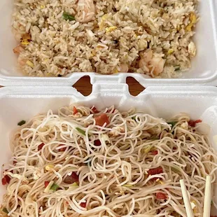 Shrimp Fried Rice and Pork Rice Noodles Stir Fry DELICIOUS - August 2023