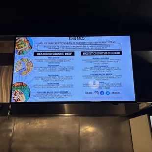 Taco menu
