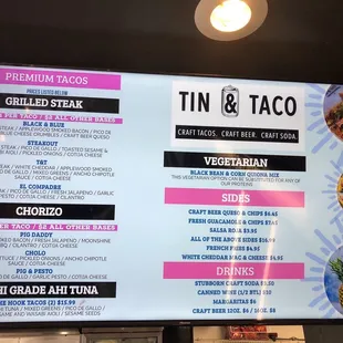 Premium tacos menu