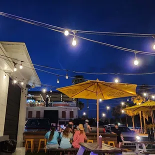 Beautiful night eating outdoors under the lights on Flagler avenue in New Smyrna Beach