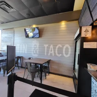 There's a fridge where you can grab drinks