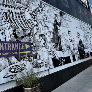 a mural on the side of a building