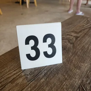 the number 33 on a table