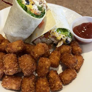 Southwest Chicken Wrap with Tater Tots