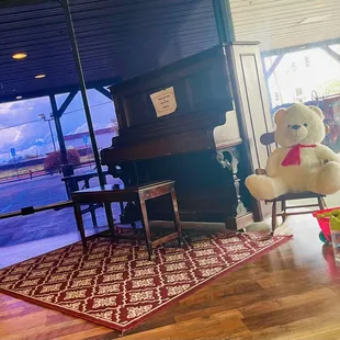 Piano anyone? Cute stage area.