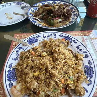 Combo fried rice and Mongolian beef