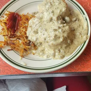 Biscuits and gravy with potatoes