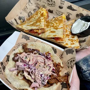 BBQ Beef Brisket Taco &amp; Chipotle Quesadilla