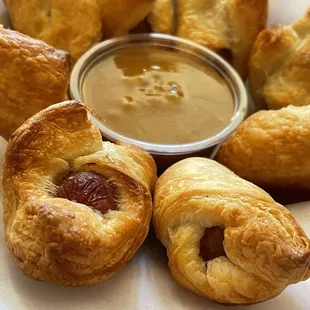Pigs in blankets and Carolina mustard