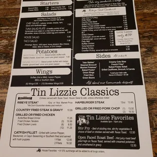 Updated menu.  However there are some things not available.  Curly fries ,waffle fries, crawfish tails.