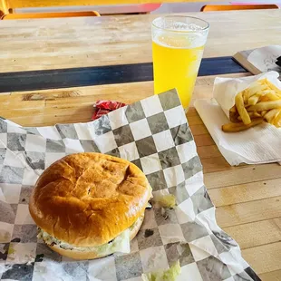 The burger from Papa Eric's. Holy moly was it good!! Perfect pairing with our beers!