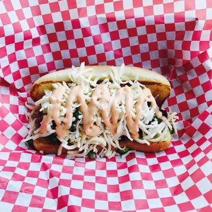 Grill bacon wrapped hotdog