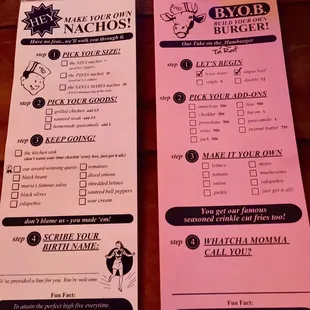 Build your own menus