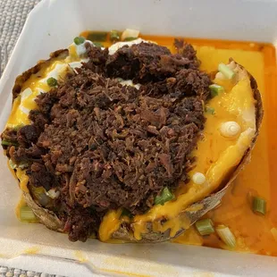 Stuffed potato with chopped brisket