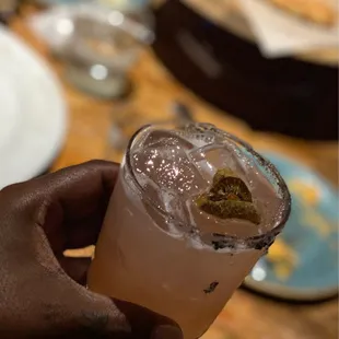 The Tempest: El Jimador Tequila, mezcal, Cointreau, guava juice, lime, agave syrup.