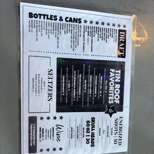 Drink menu