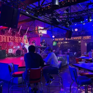 a band performing on stage