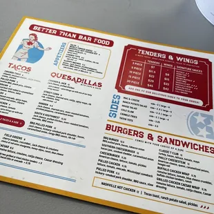 menu
