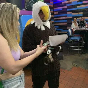 a person dressed as an eagle