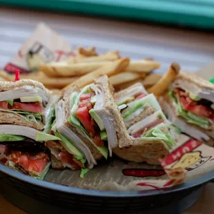 CLASSIC T CLUB double decker of honey smoked turkey, bacon, lettuce, tomato, mayo &amp; avocado