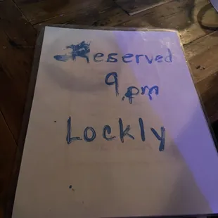 Sign got put under our drink