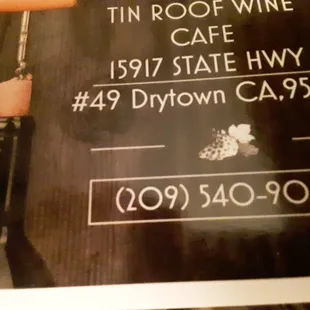 Takeaway card with location and phone...