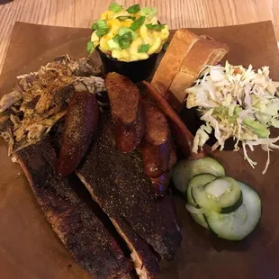 Ribs and Two Meats, with sides.