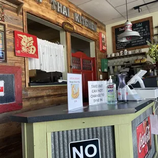 the counter and menus