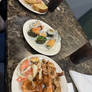 two plates of food on a table