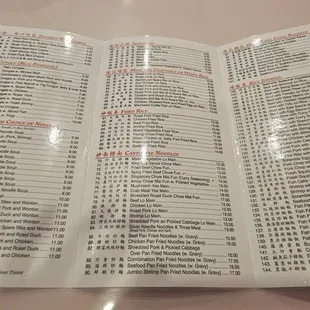 menu