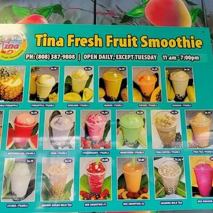 a variety of frozen fruit smoothies