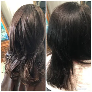 I use a high gloss color , it protects the hair and keeps it healthy.