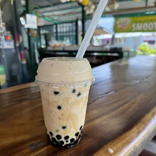 Peanut butter banana with Boba