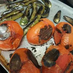 a tray of persifered tomatoes