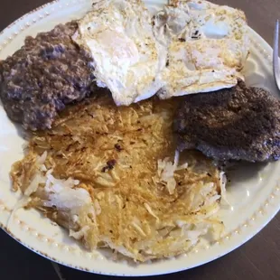 Breakfast plate homemade sauage homemade hash browns you build your plate!!