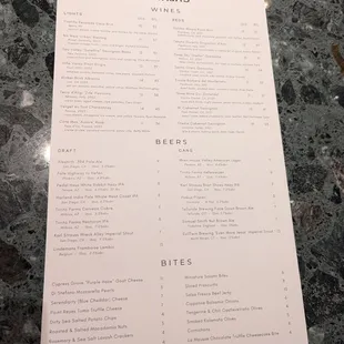 Tinajas menu
