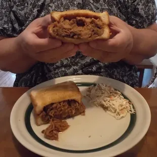 pulled pork BBQ on buttered Texas toast