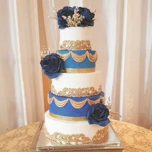 Gorgeous 5 tier cake for a double birthday! Quince and sweet 16.