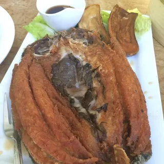Fried Bangus with Talong