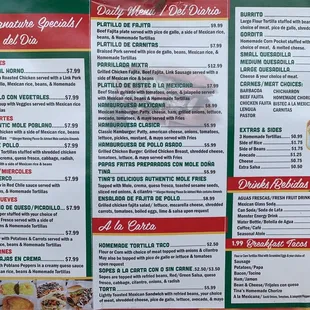 Menu! They also have Pozole &amp; Menudo on weekends! Oh &amp; tamales too!