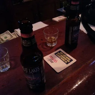 a bottle of beer and a glass