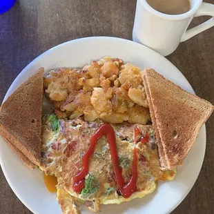 California omelette which has avocado, tomato, bacon and cheddar cheese! So good!