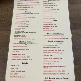 Lunch menu