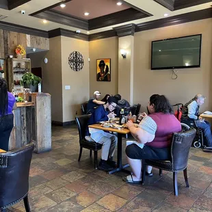 people eating at a restaurant