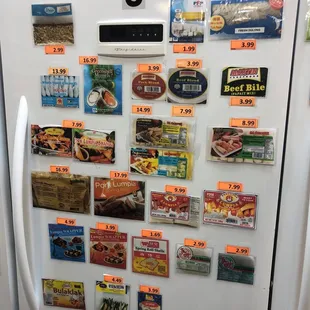a refrigerator with a lot of food on it