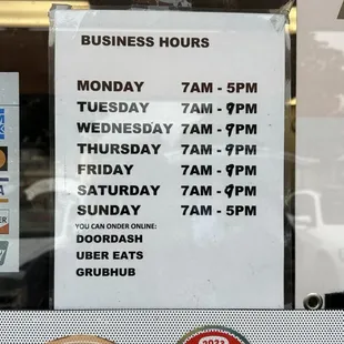 Hours as of December 2023