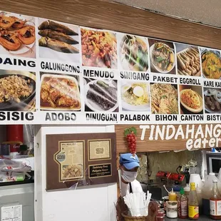 the menu of a restaurant